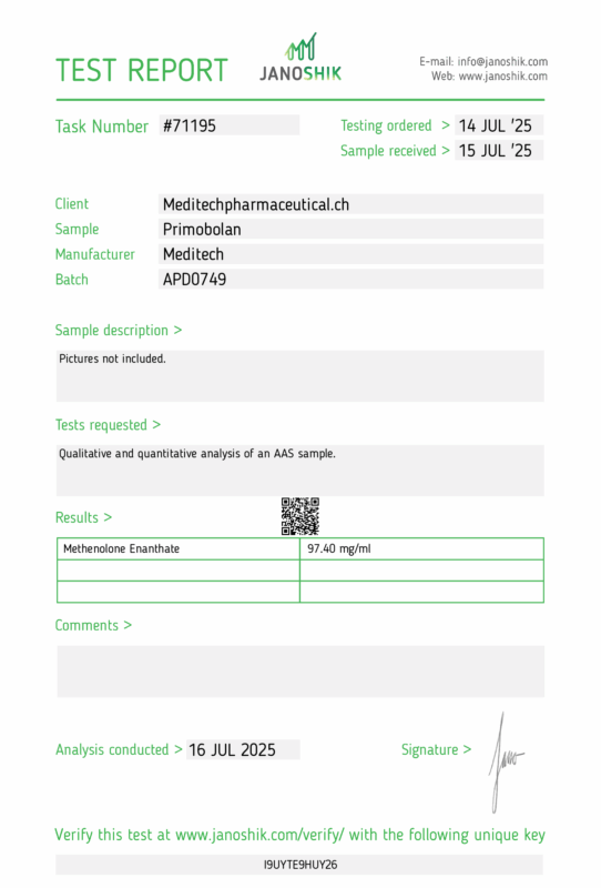 Meditech庚酸美替诺龙检测报告